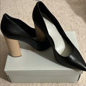 1. State Black and Tan Block Heel Pumps